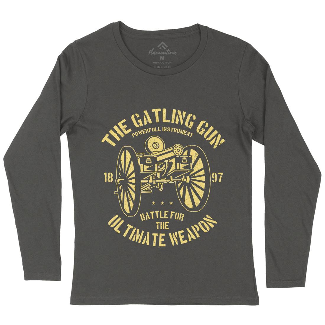 Gatling Gun Womens Long Sleeve T-Shirt Army A172