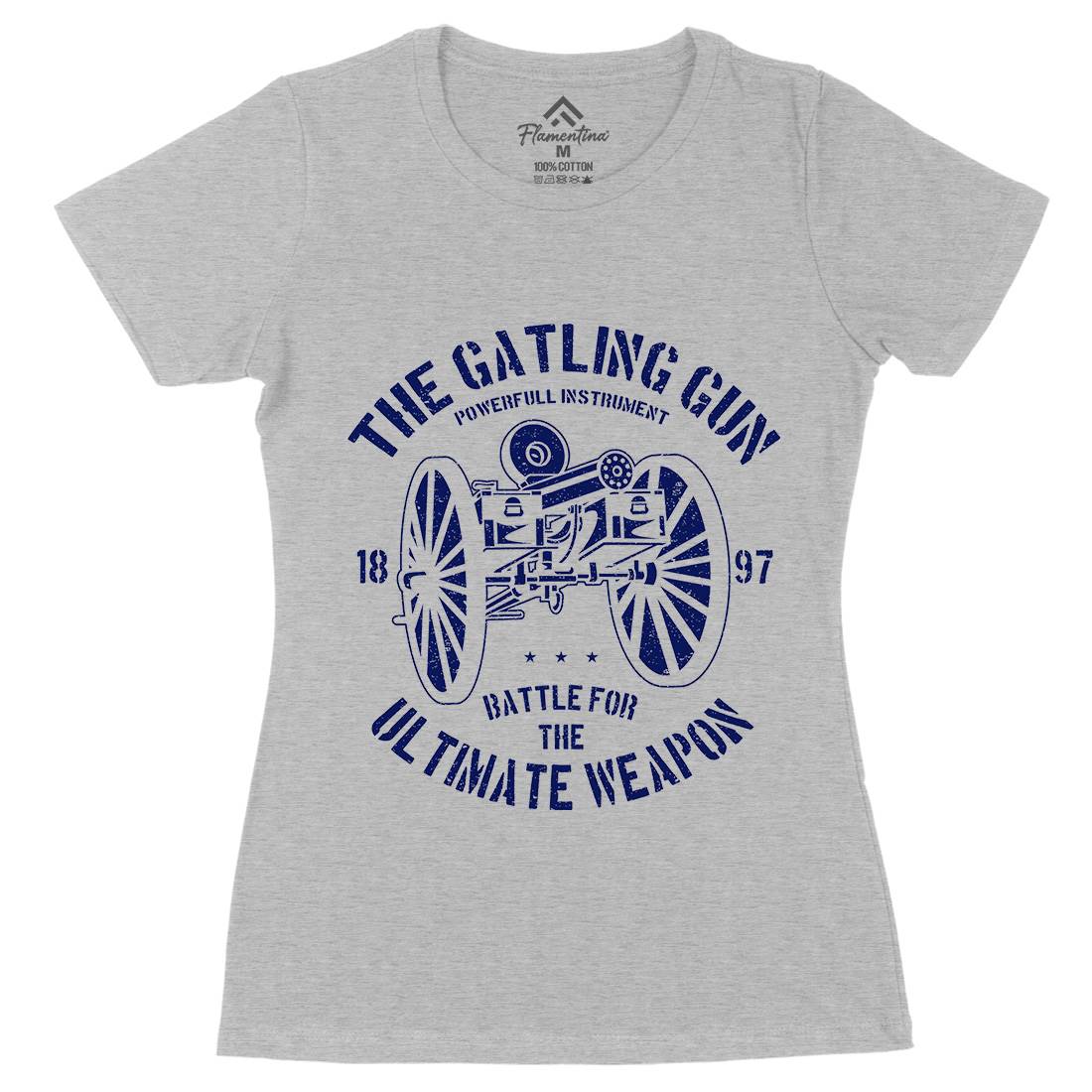 Gatling Gun Womens Organic Crew Neck T-Shirt Army A172