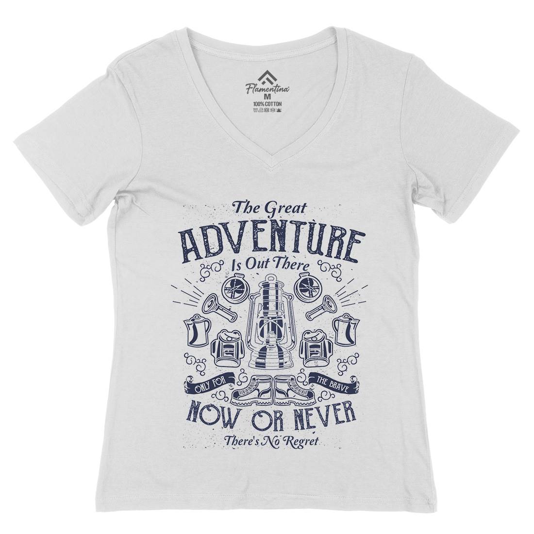 Great Adventure Womens Organic V-Neck T-Shirt Nature A173
