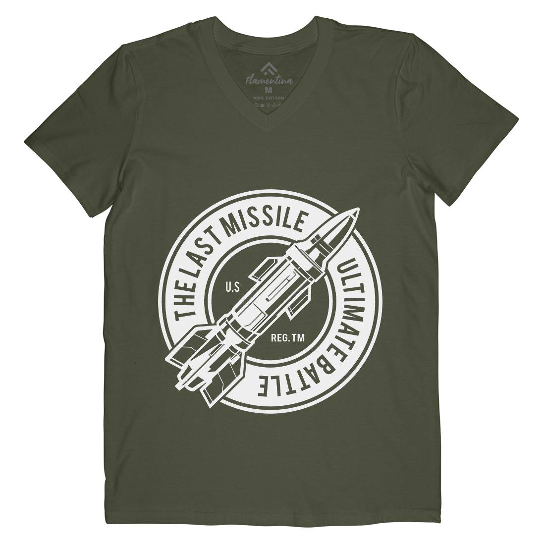 Last Missile Mens Organic V-Neck T-Shirt Army A175