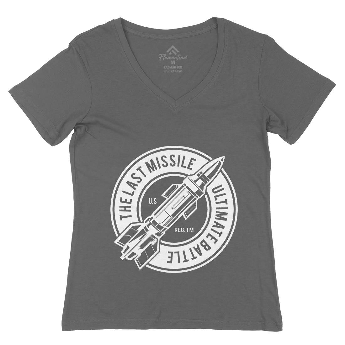 Last Missile Womens Organic V-Neck T-Shirt Army A175
