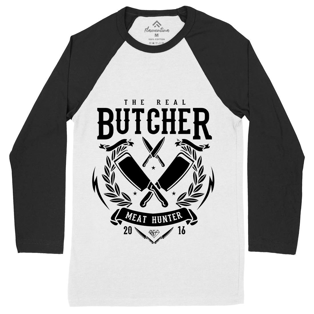 Real Butcher Mens Long Sleeve Baseball T-Shirt Work A176