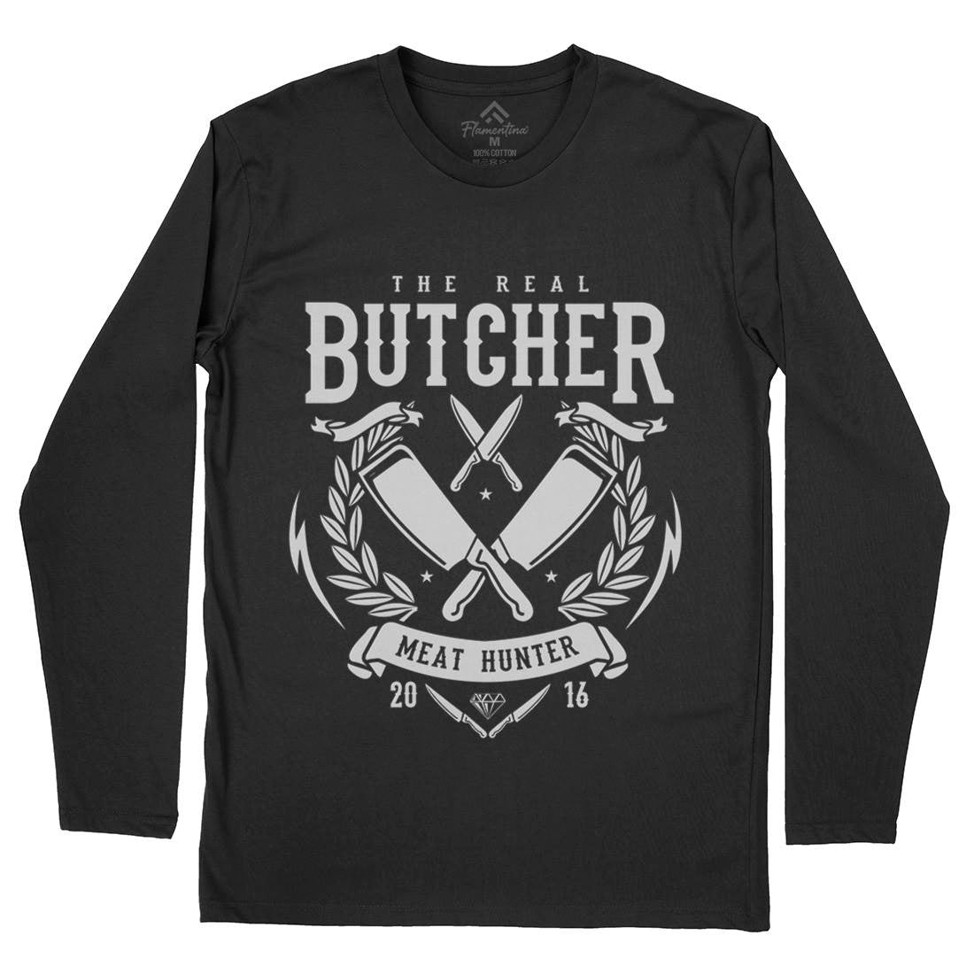 Real Butcher Mens Long Sleeve T-Shirt Work A176