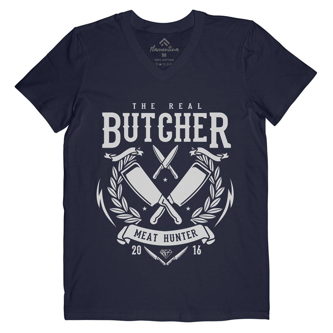 Real Butcher Mens V-Neck T-Shirt Work A176