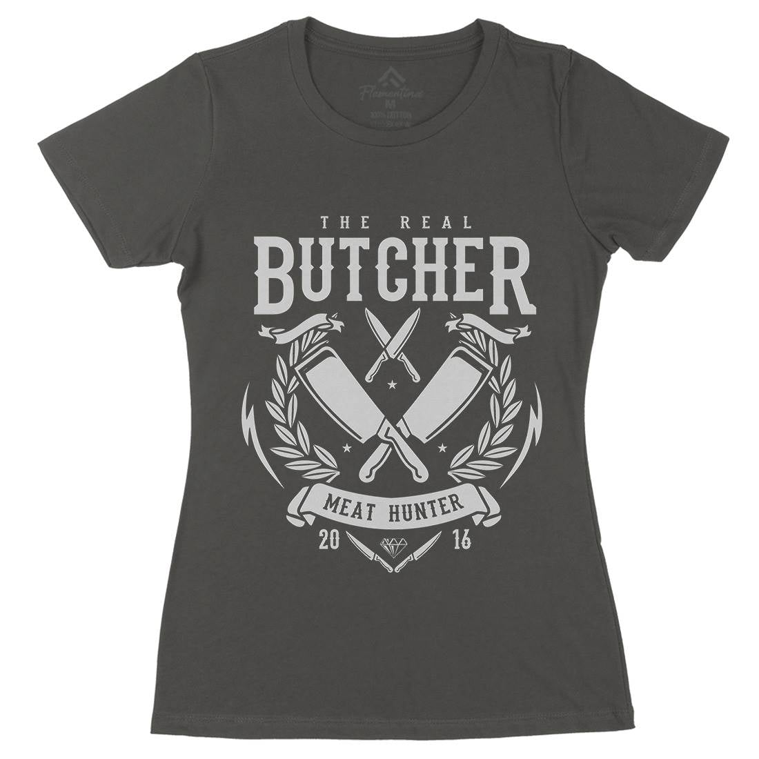 Real Butcher Womens Organic Crew Neck T-Shirt Work A176