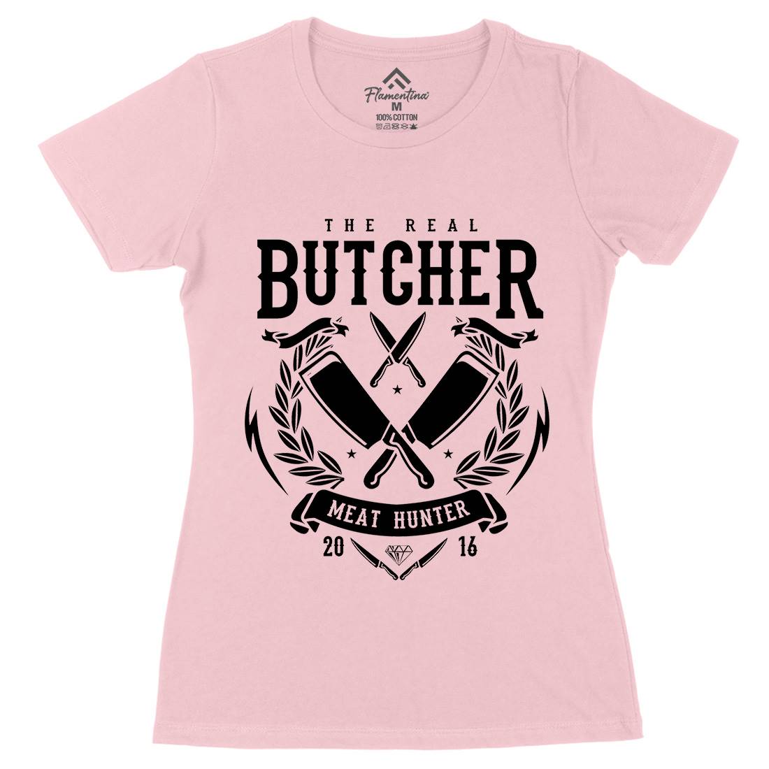 Real Butcher Womens Organic Crew Neck T-Shirt Work A176