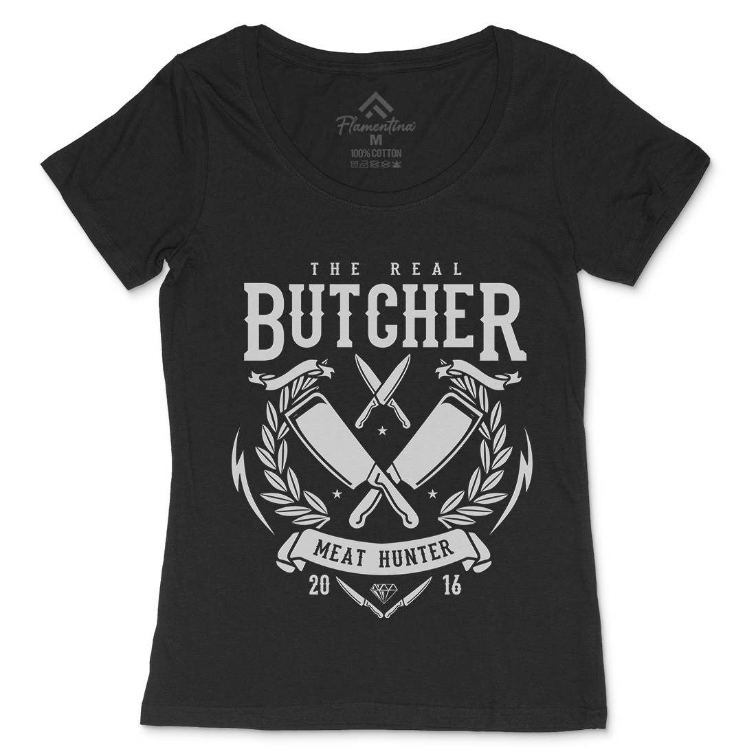 Real Butcher Womens Scoop Neck T-Shirt Work A176