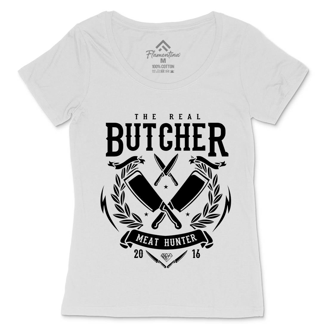 Real Butcher Womens Scoop Neck T-Shirt Work A176