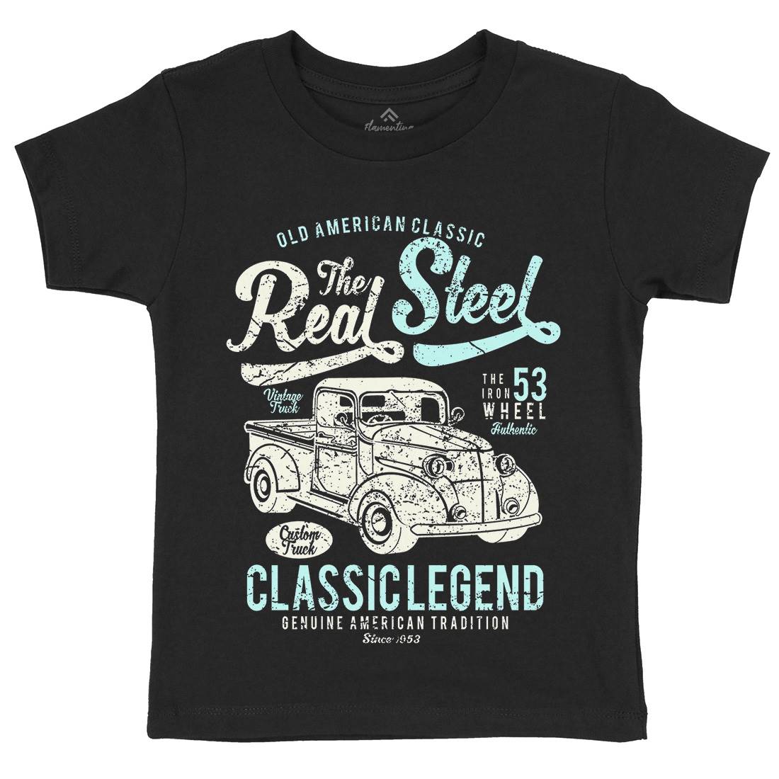 Real Steel Kids Organic Crew Neck T-Shirt Cars A177