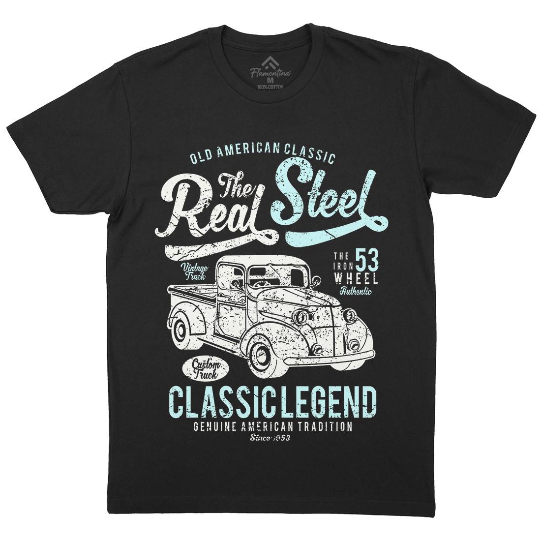 Real Steel Mens Organic Crew Neck T-Shirt Cars A177