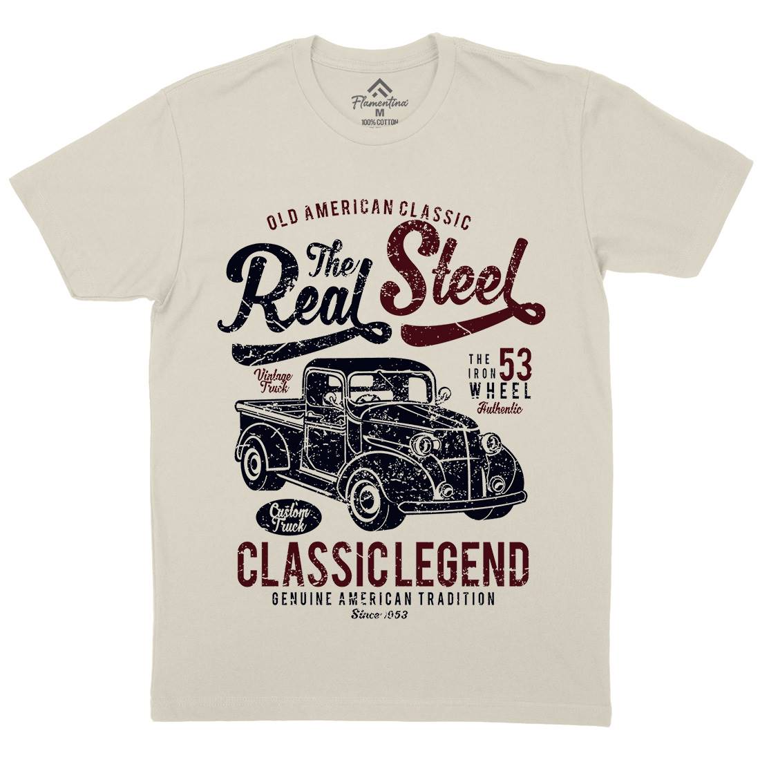 Real Steel Mens Organic Crew Neck T-Shirt Cars A177
