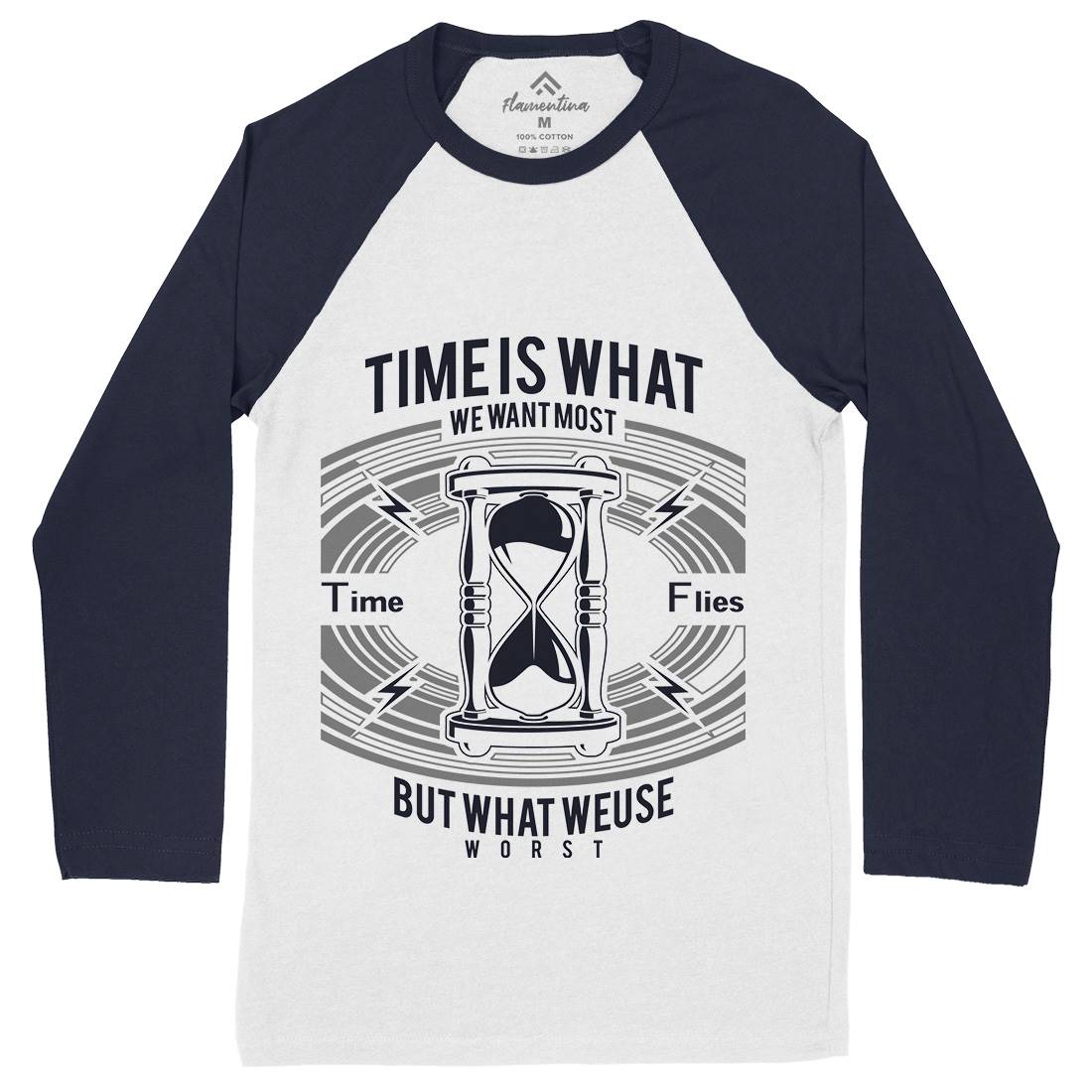 Time Mens Long Sleeve Baseball T-Shirt Quotes A178
