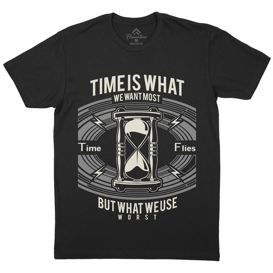 Time Mens Organic Crew Neck T-Shirt Quotes A178
