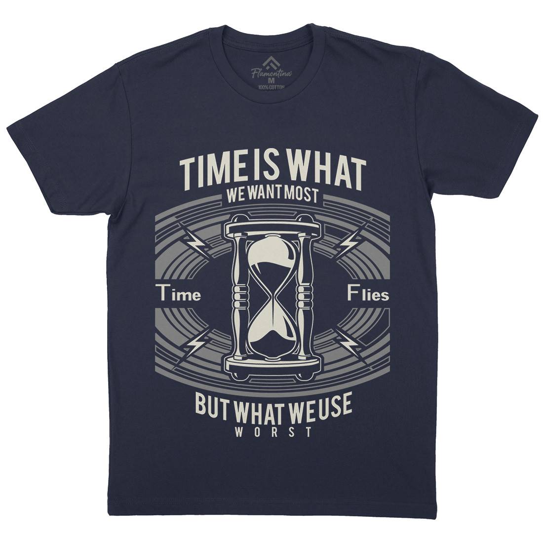 Time Mens Organic Crew Neck T-Shirt Quotes A178