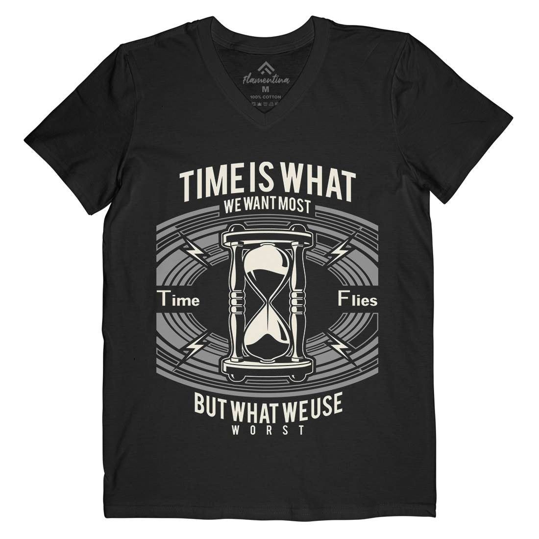 Time Mens Organic V-Neck T-Shirt Quotes A178