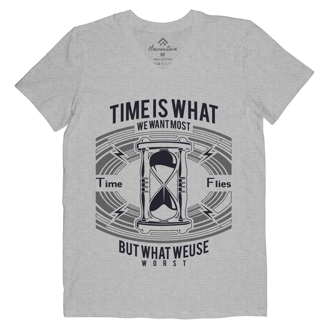 Time Mens V-Neck T-Shirt Quotes A178