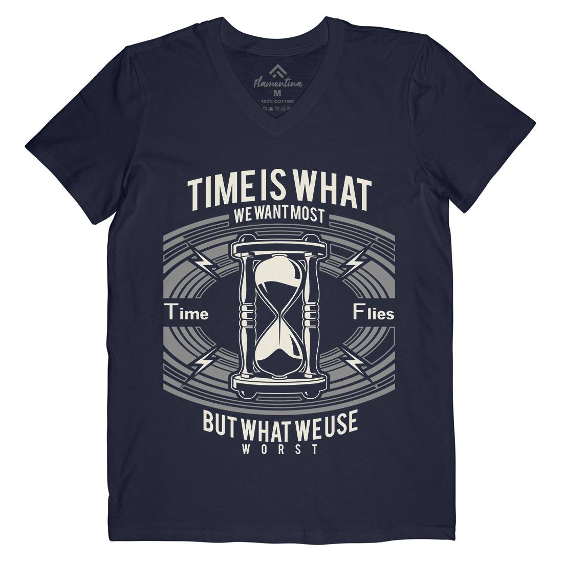 Time Mens Organic V-Neck T-Shirt Quotes A178