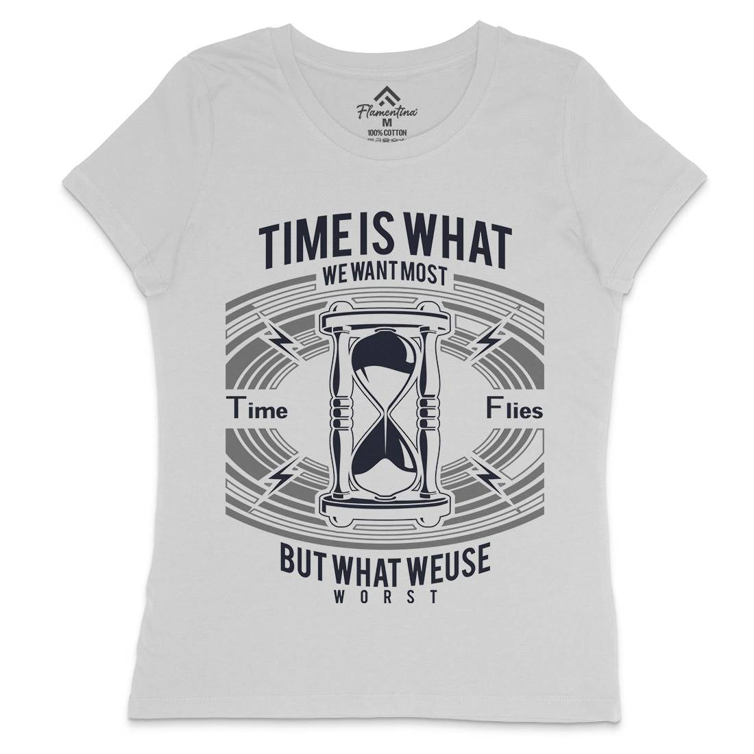 Time Womens Crew Neck T-Shirt Quotes A178