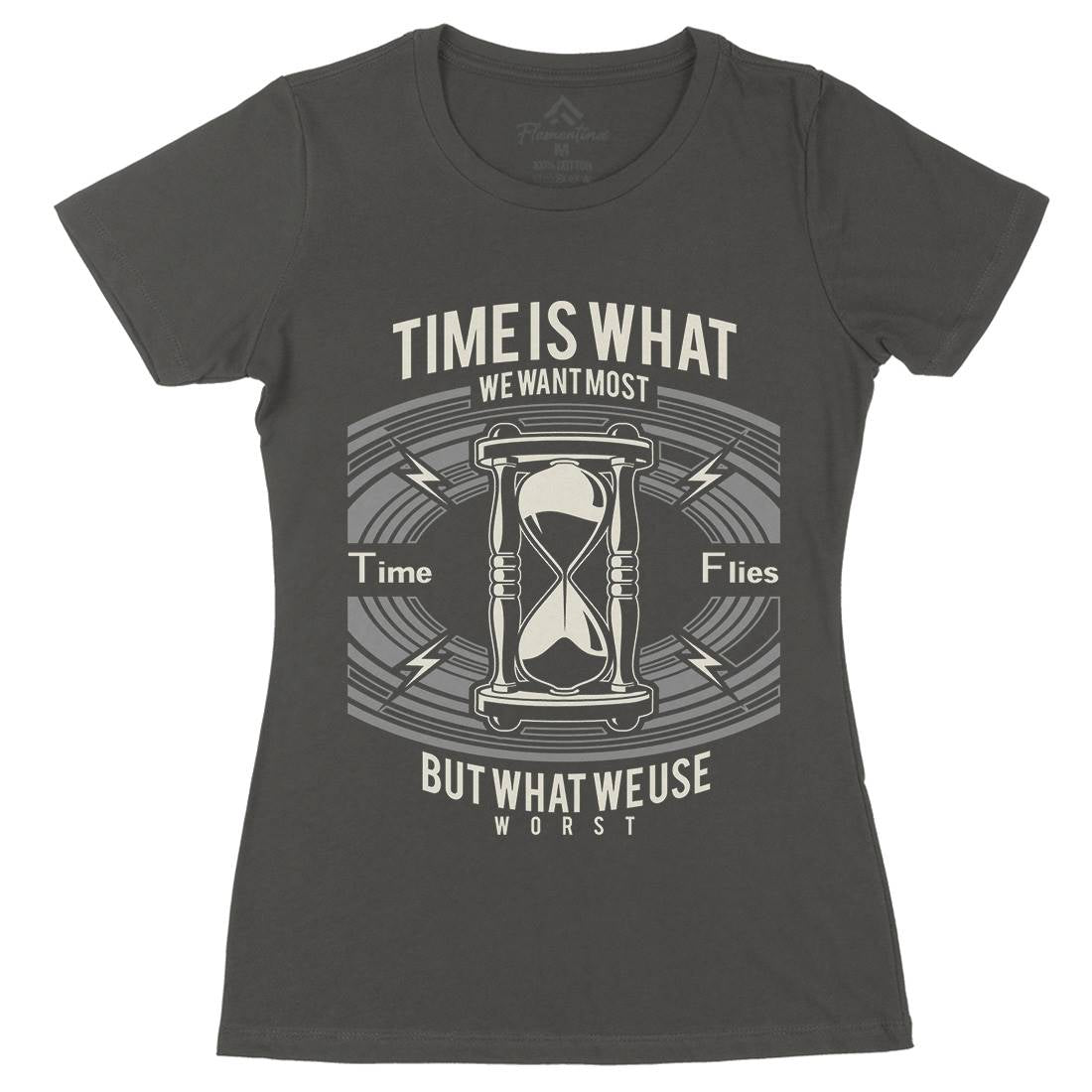 Time Womens Organic Crew Neck T-Shirt Quotes A178