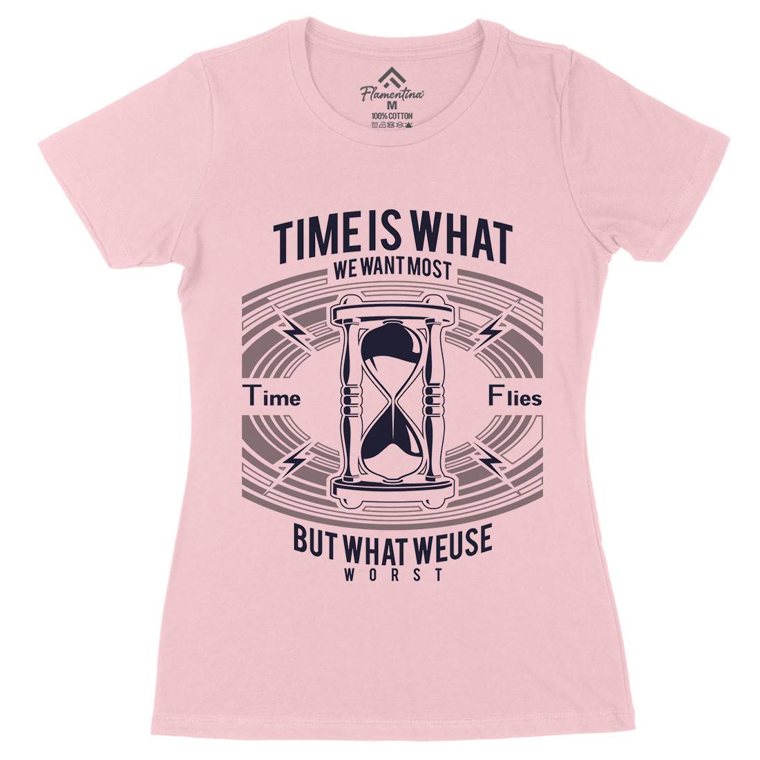 Time Womens Organic Crew Neck T-Shirt Quotes A178