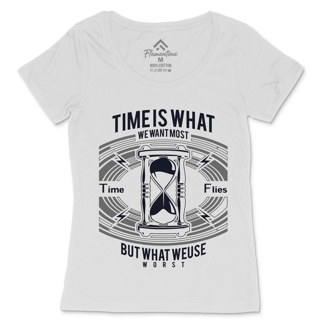 Time Womens Scoop Neck T-Shirt Quotes A178