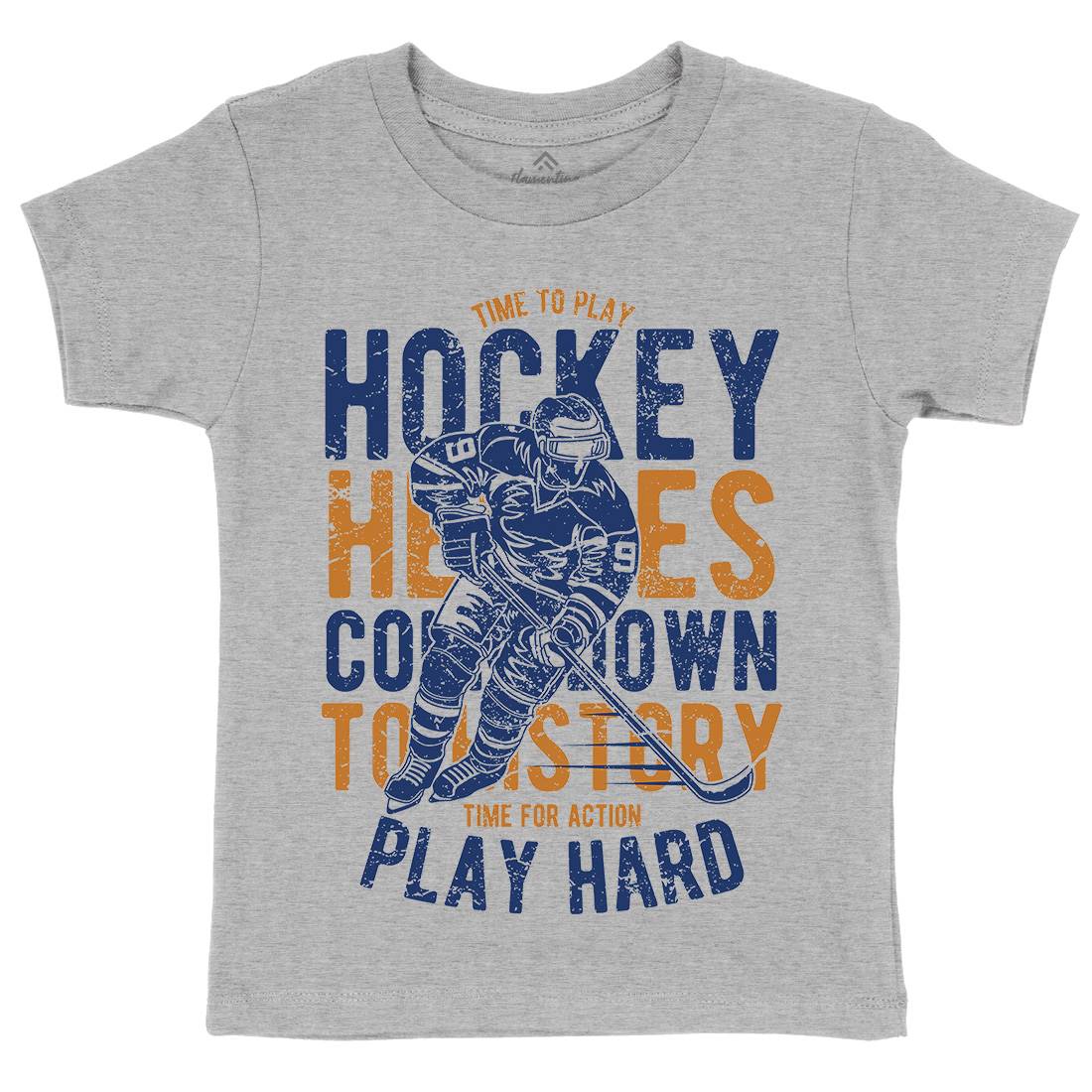 Time To Play Hockey Kids Organic Crew Neck T-Shirt Sport A179