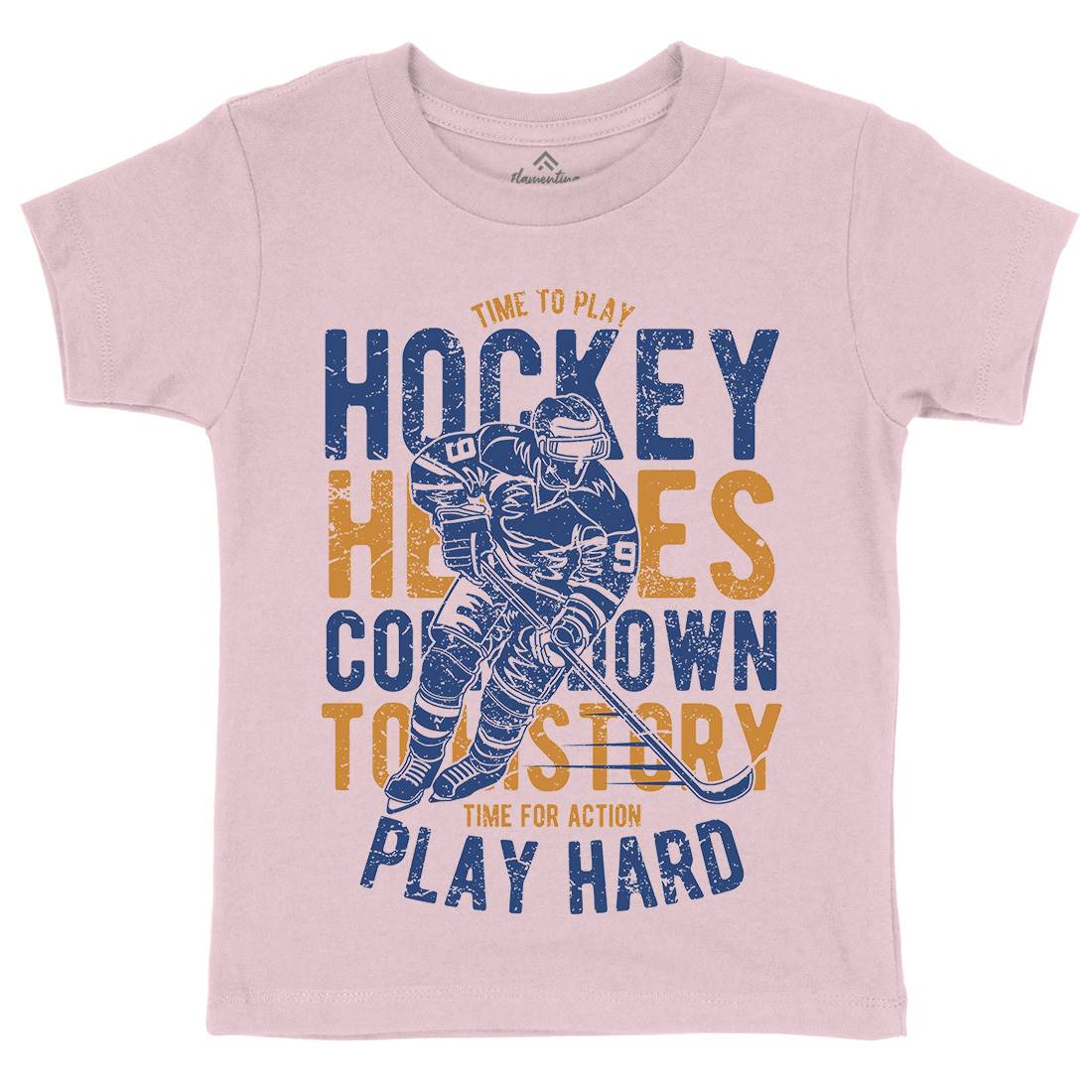 Time To Play Hockey Kids Crew Neck T-Shirt Sport A179