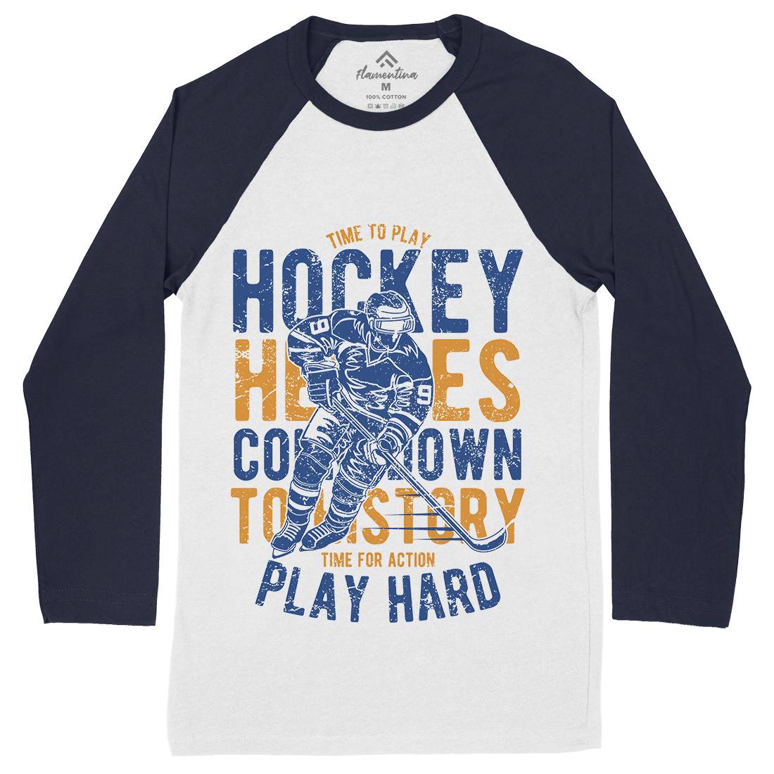 Time To Play Hockey Mens Long Sleeve Baseball T-Shirt Sport A179