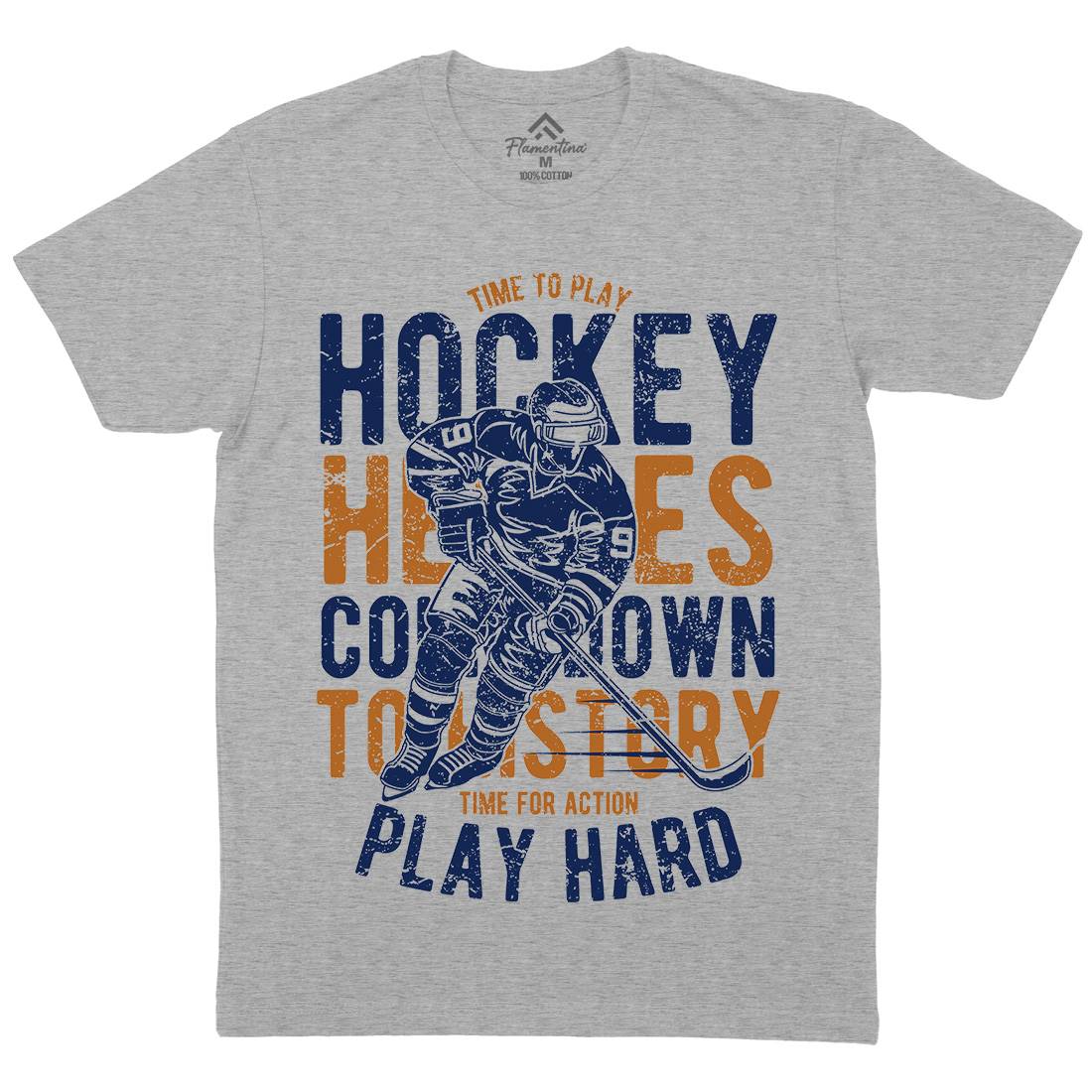Time To Play Hockey Mens Organic Crew Neck T-Shirt Sport A179
