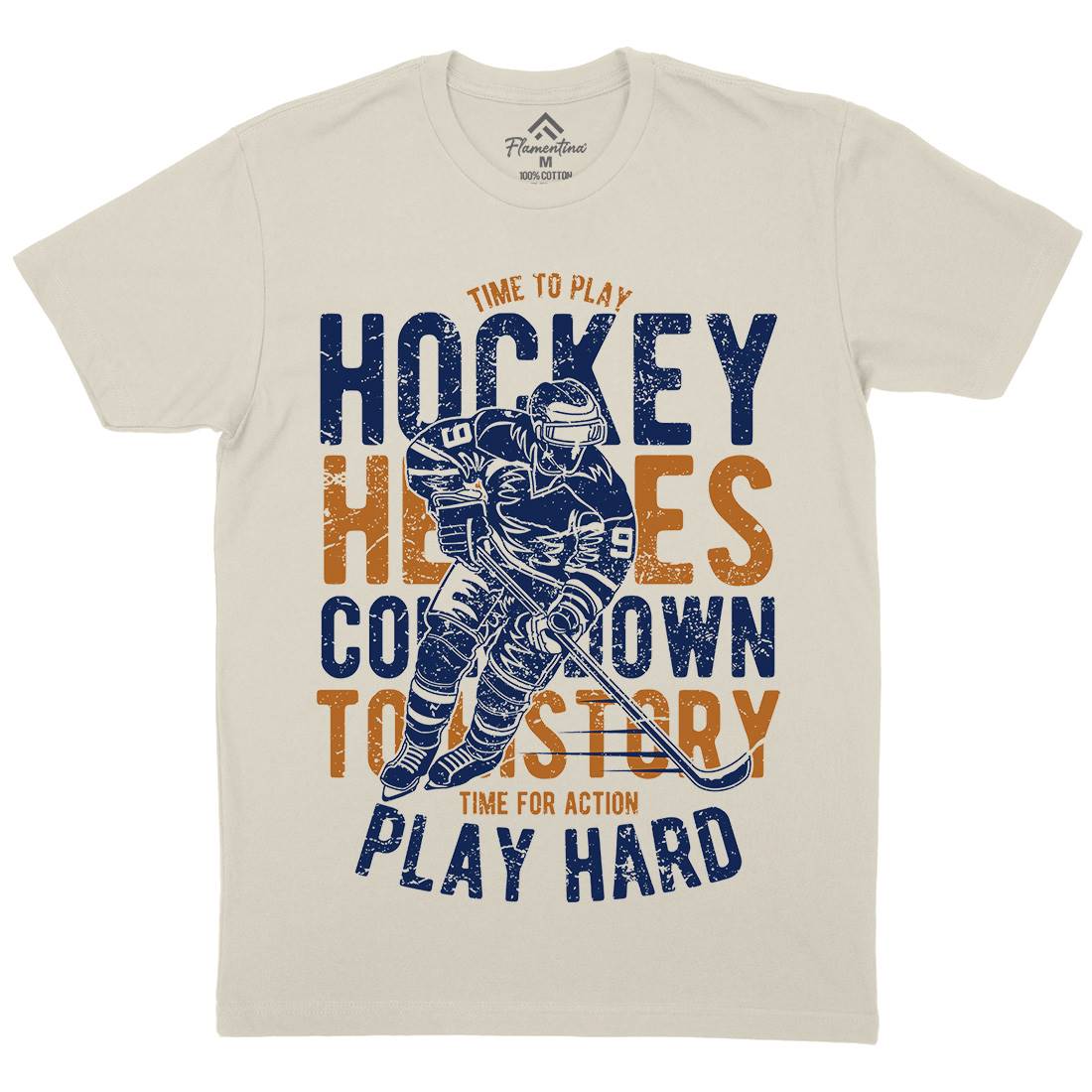Time To Play Hockey Mens Organic Crew Neck T-Shirt Sport A179