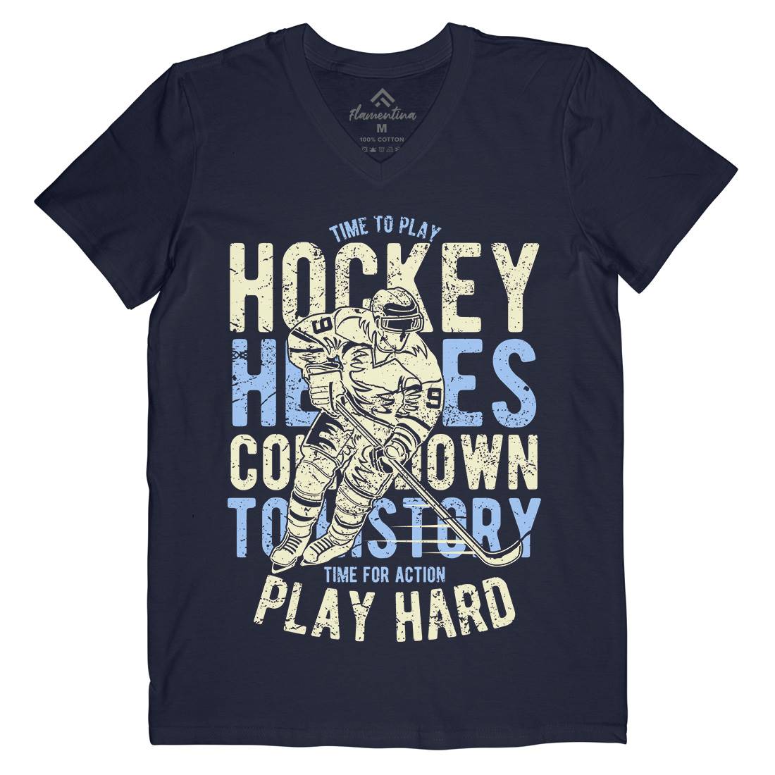 Time To Play Hockey Mens Organic V-Neck T-Shirt Sport A179