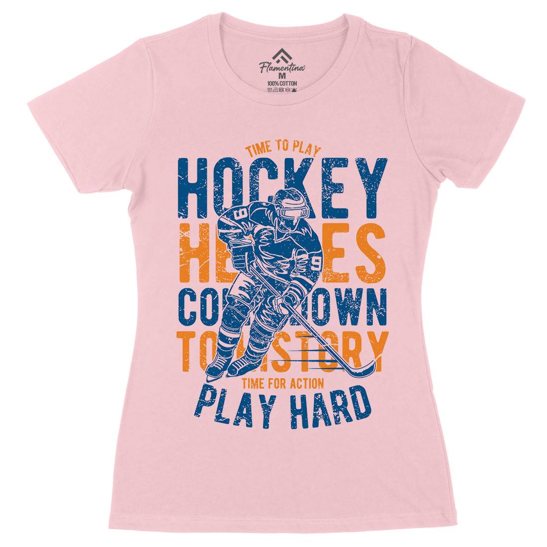 Time To Play Hockey Womens Organic Crew Neck T-Shirt Sport A179