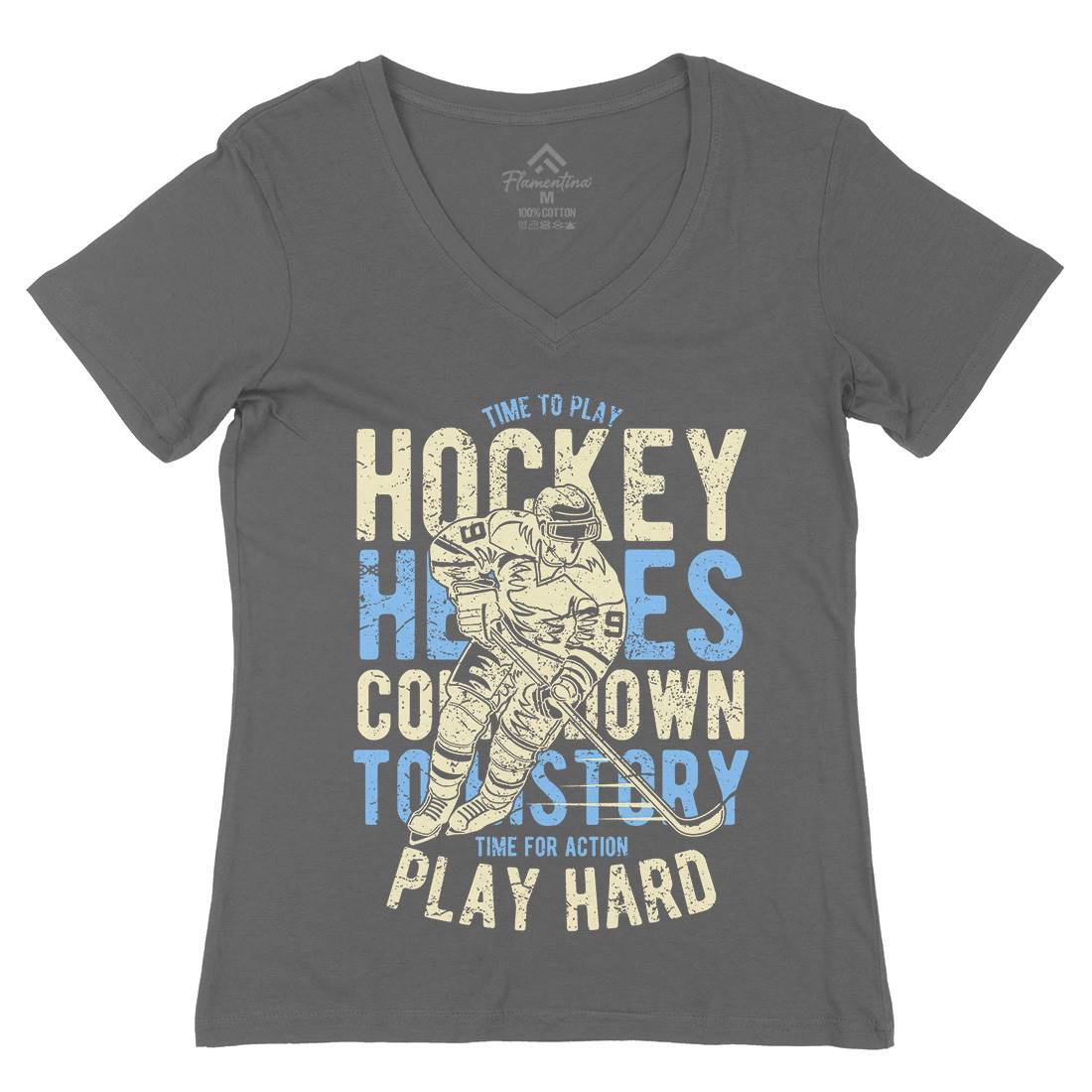 Time To Play Hockey Womens Organic V-Neck T-Shirt Sport A179
