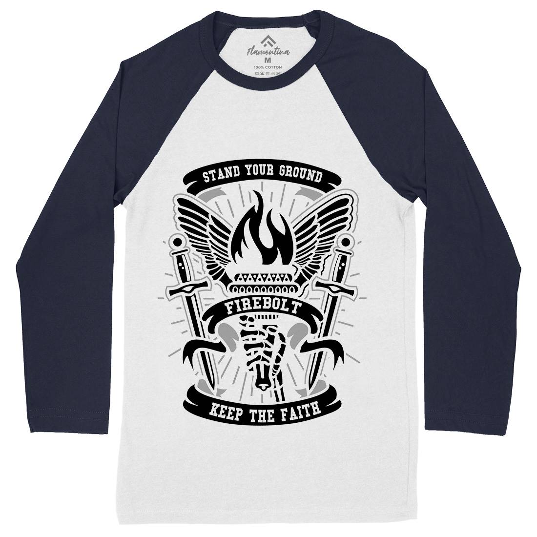 Torch Mens Long Sleeve Baseball T-Shirt Retro A180