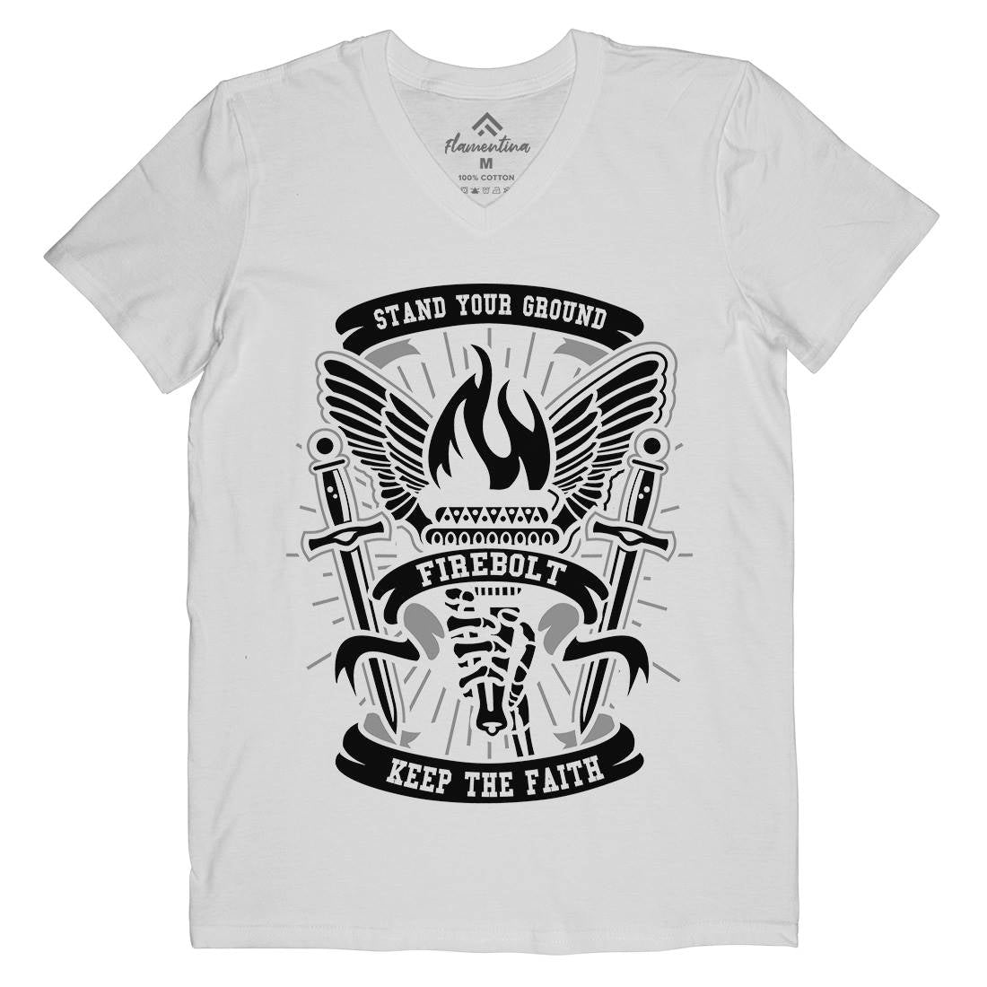 Torch Mens Organic V-Neck T-Shirt Retro A180
