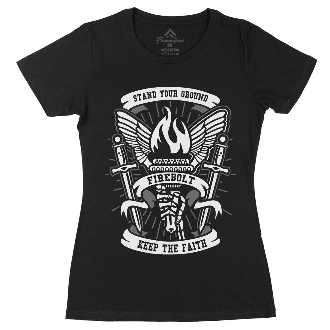 Torch Womens Organic Crew Neck T-Shirt Retro A180
