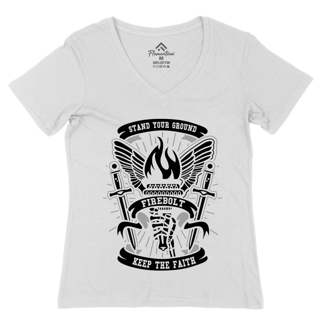 Torch Womens Organic V-Neck T-Shirt Retro A180