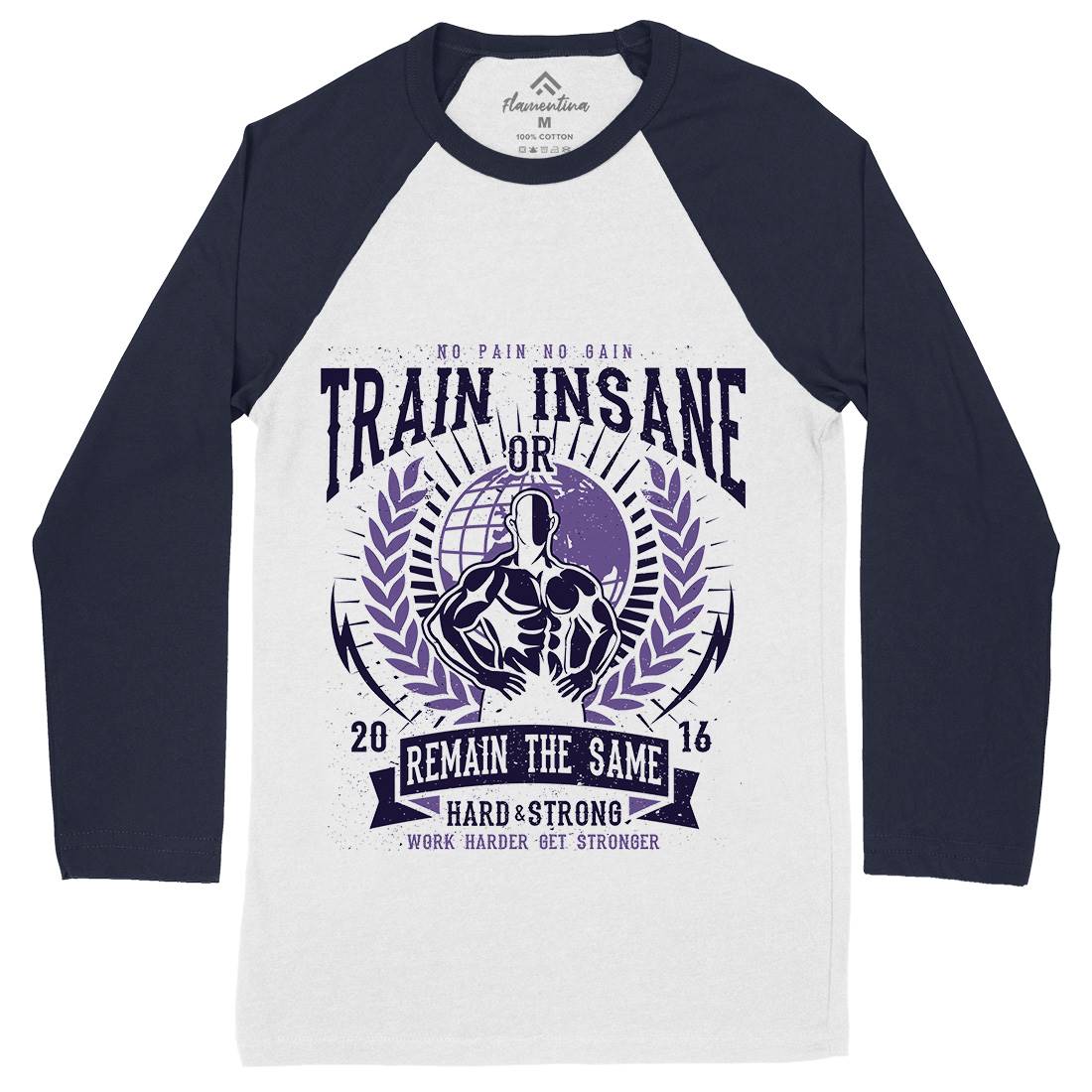 Train Insane Mens Long Sleeve Baseball T-Shirt Gym A183
