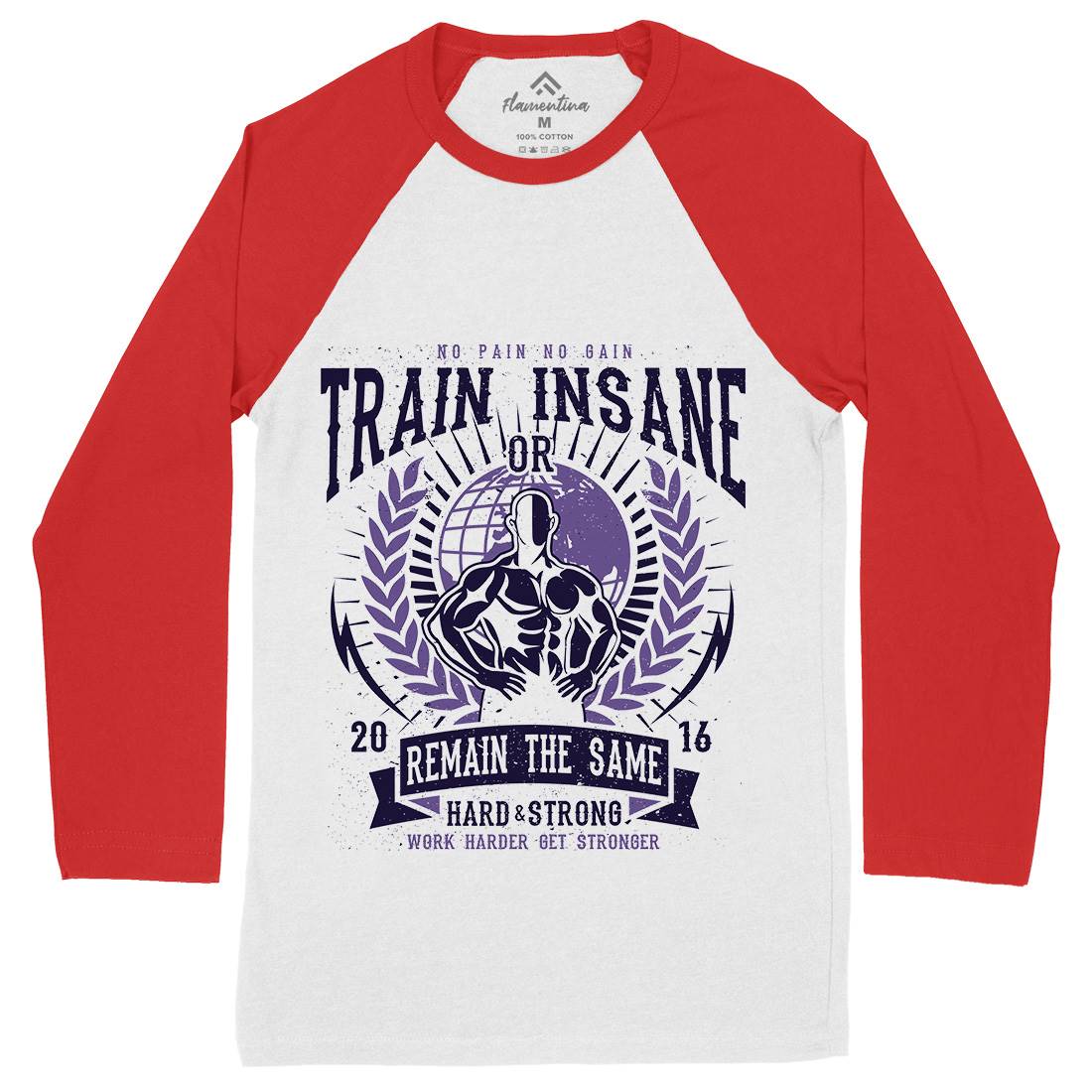 Train Insane Mens Long Sleeve Baseball T-Shirt Gym A183