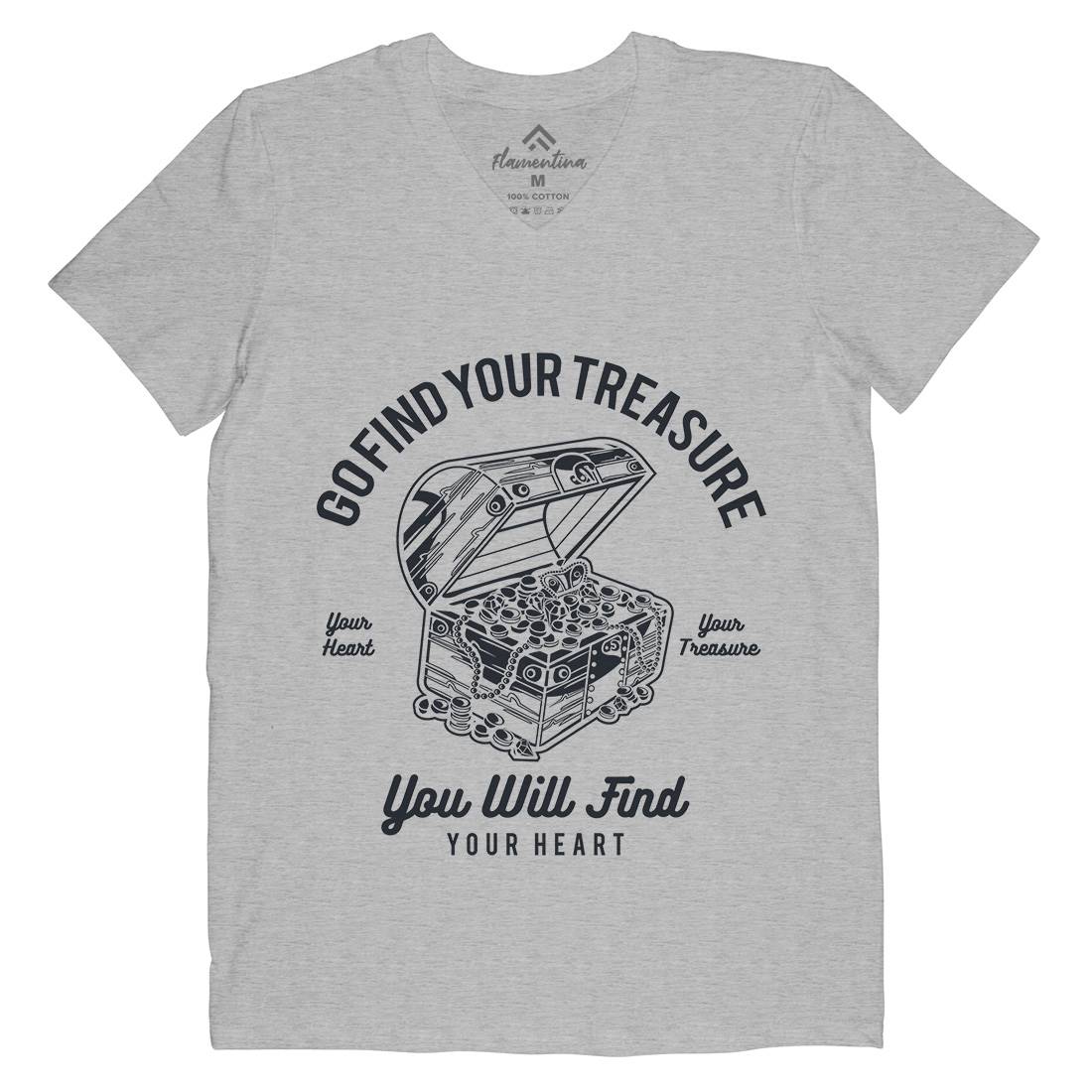 Treasure Mens Organic V-Neck T-Shirt Quotes A184