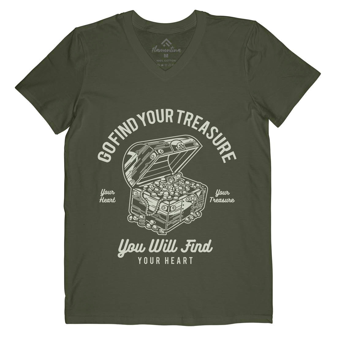 Treasure Mens Organic V-Neck T-Shirt Quotes A184
