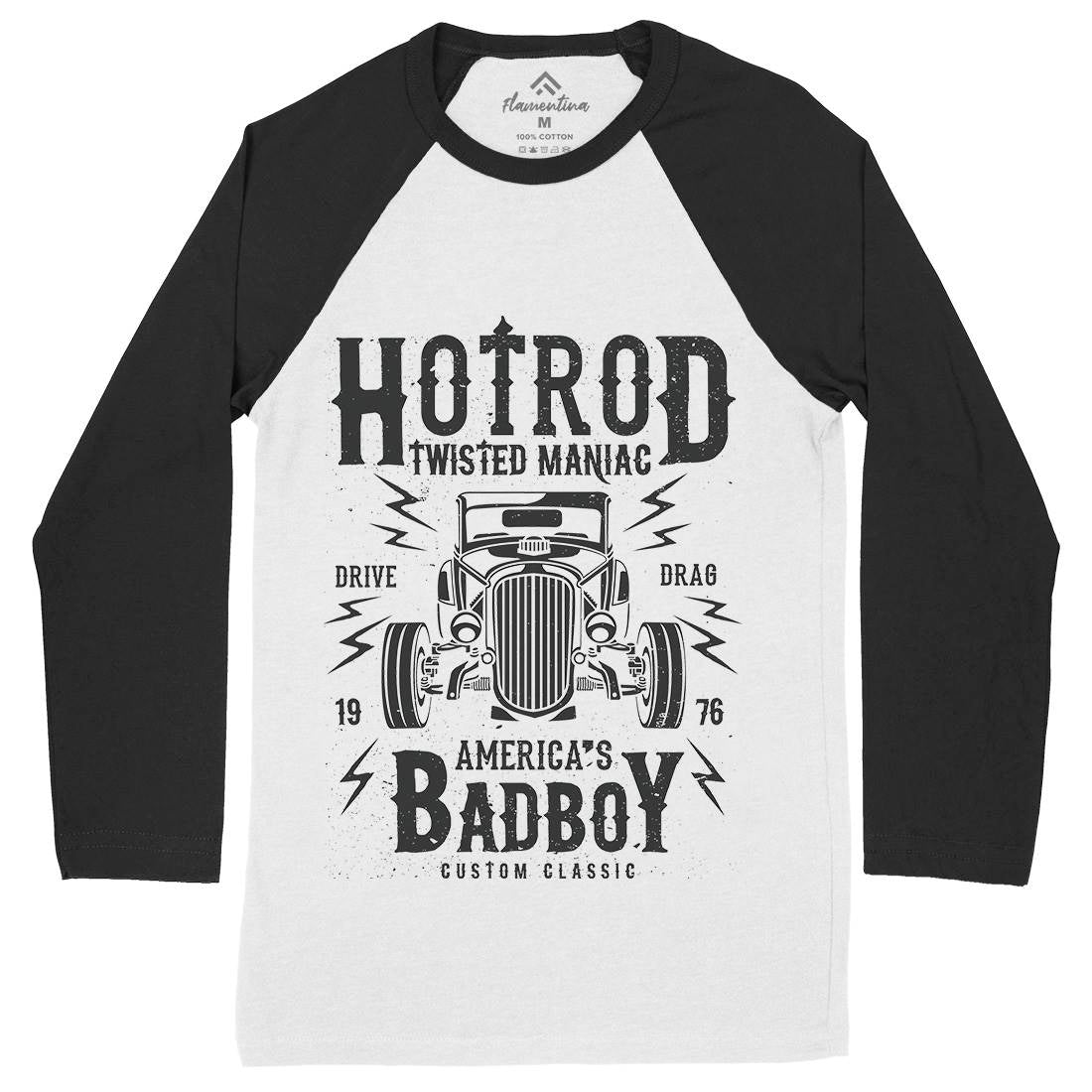 Twisted Hotrod Mens Long Sleeve Baseball T-Shirt Cars A185