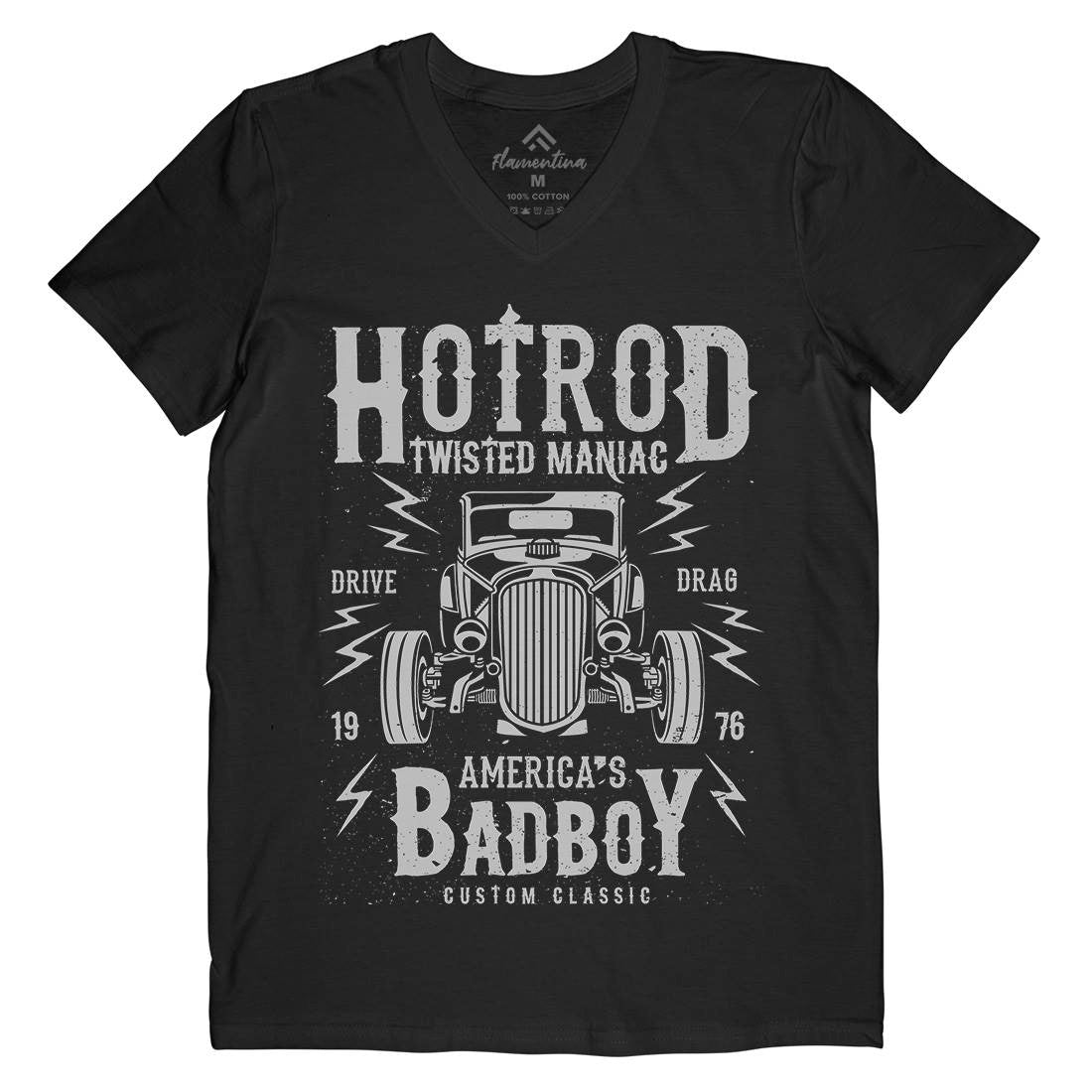Twisted Hotrod Mens V-Neck T-Shirt Cars A185