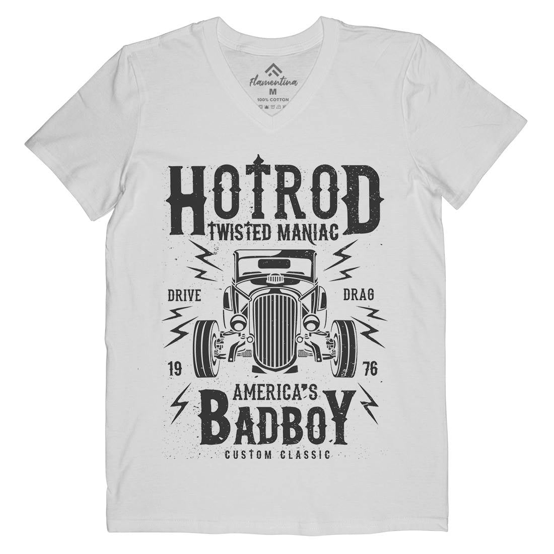 Twisted Hotrod Mens V-Neck T-Shirt Cars A185