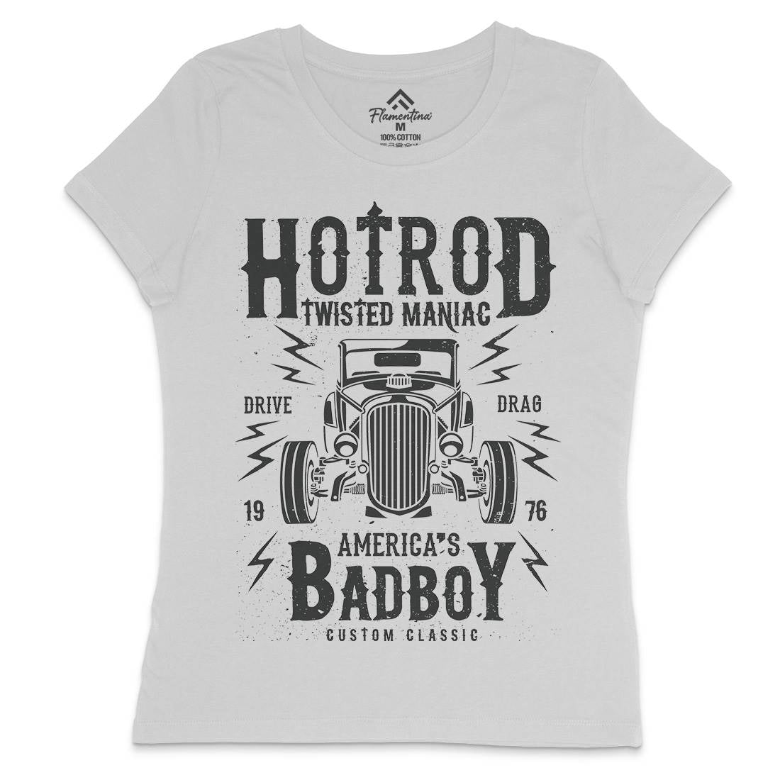 Twisted Hotrod Womens Crew Neck T-Shirt Cars A185