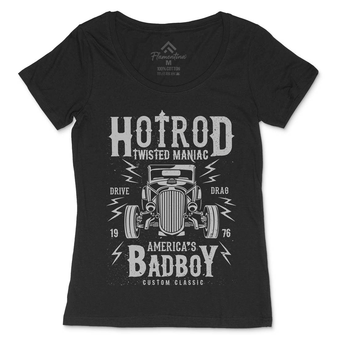 Twisted Hotrod Womens Scoop Neck T-Shirt Cars A185