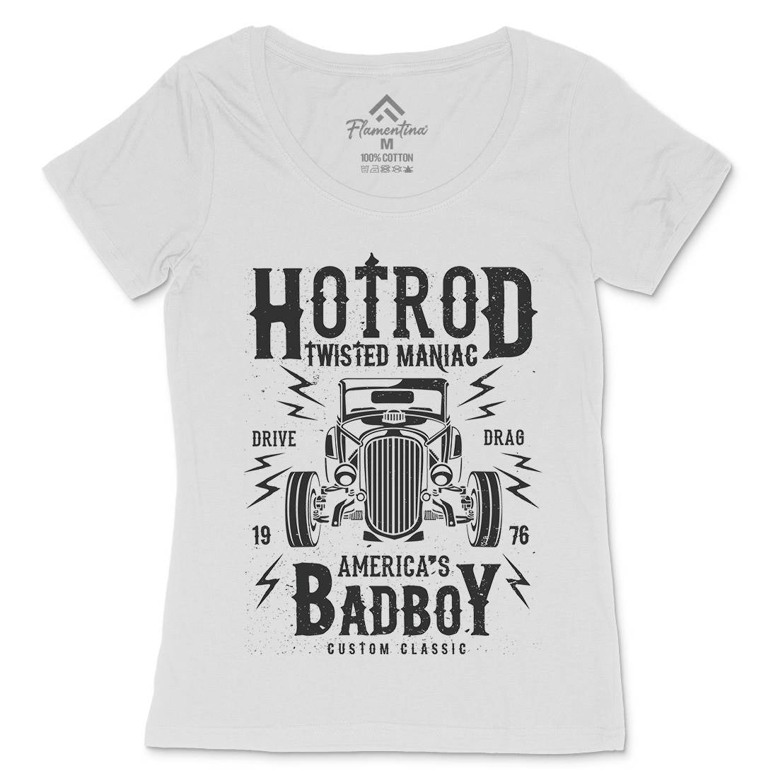 Twisted Hotrod Womens Scoop Neck T-Shirt Cars A185