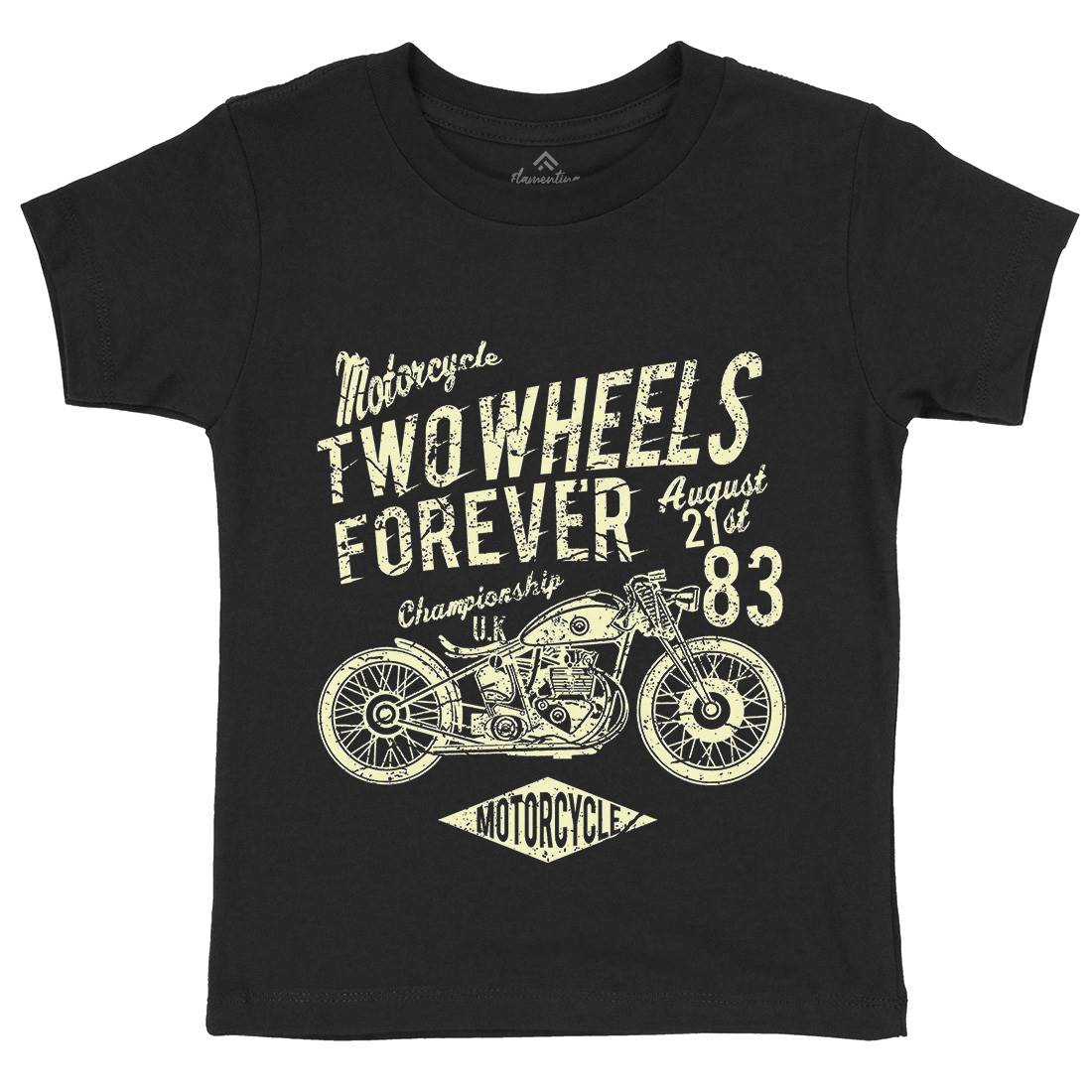 Two Wheels Forever Kids Crew Neck T-Shirt Motorcycles A186