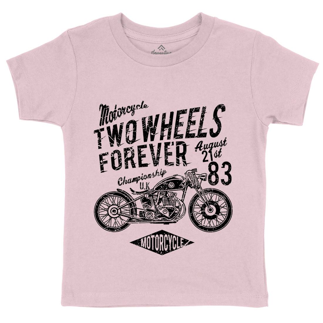 Two Wheels Forever Kids Organic Crew Neck T-Shirt Motorcycles A186