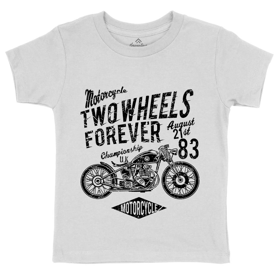 Two Wheels Forever Kids Organic Crew Neck T-Shirt Motorcycles A186